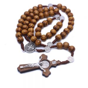 INRI Wooden Beaded Chain Rosary