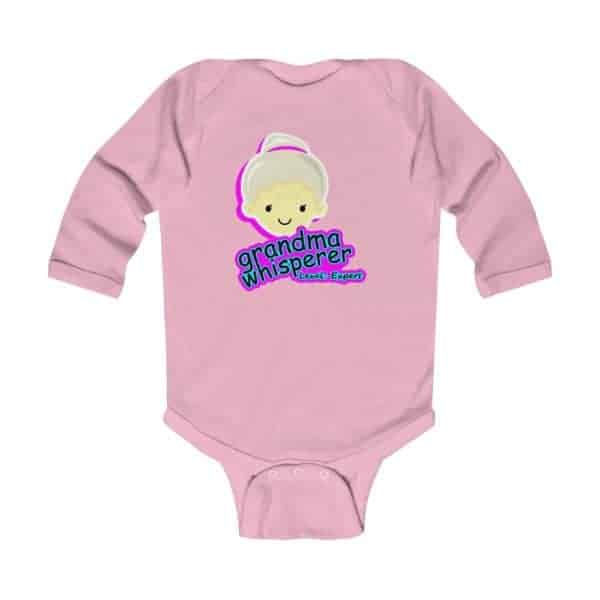 grandma whisperer pink long sleeve onesie