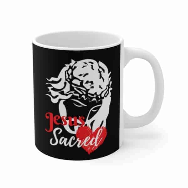 Sacred Heart Black Mug - Image 3