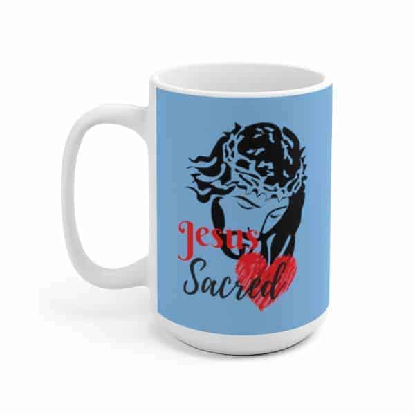 Sacred Heart Blue Mug - Image 2