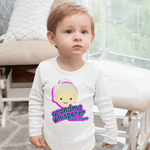 grandma whisperer white onesie long sleeve